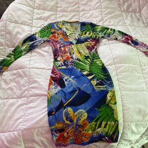 multi colored flower bathing suit cover